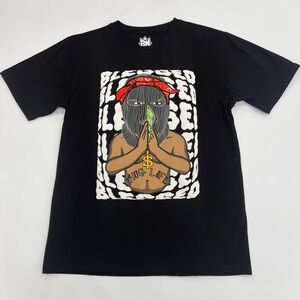 BLEECKER & MERCER Blessed Thug Life Black Tee Size Large
